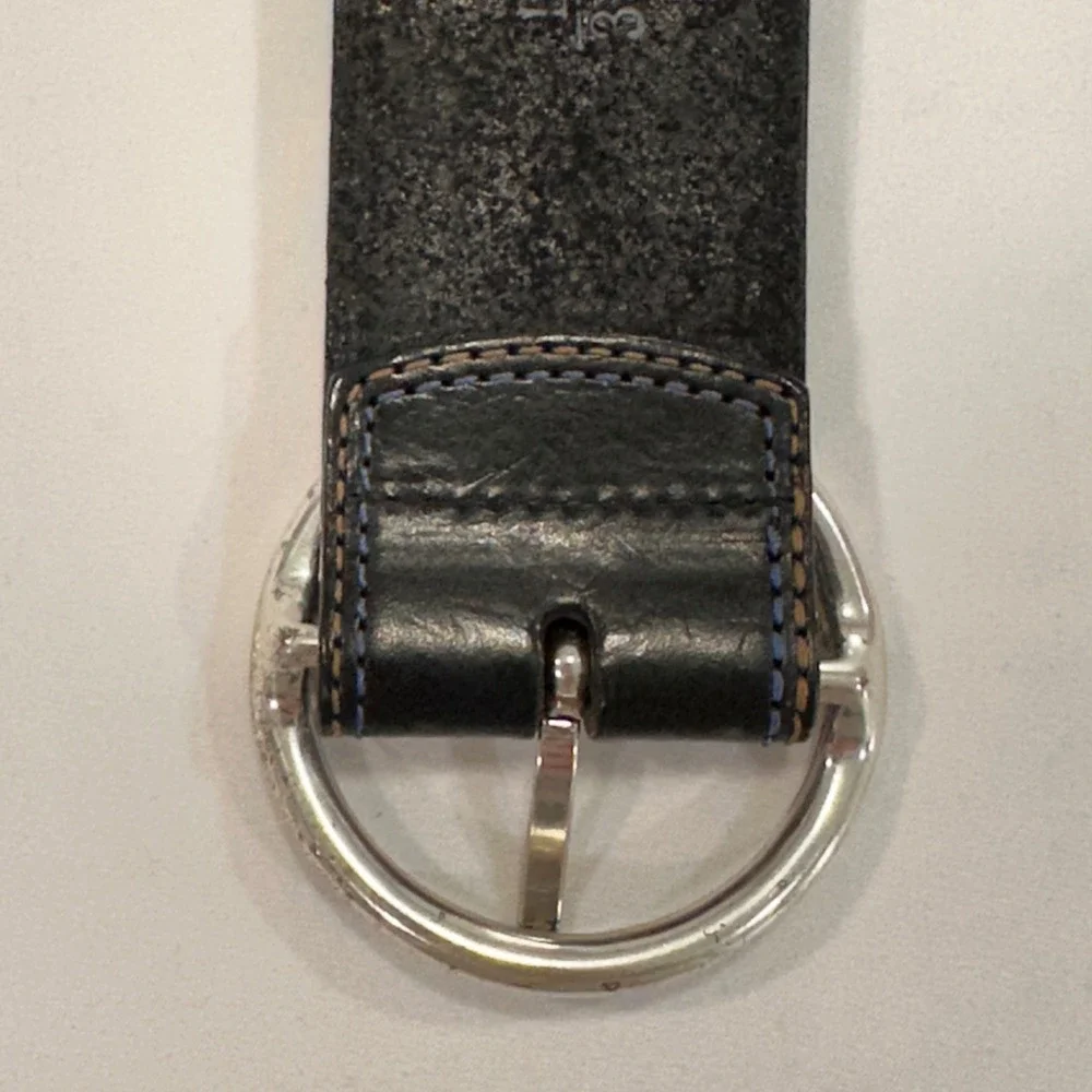 Brighton Embroidered Leather Western Belt‎ Womens 34 Black Silver Buckle | Boho